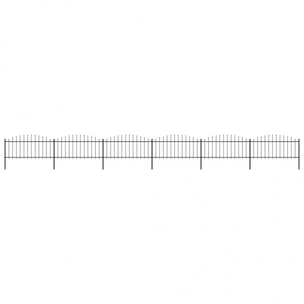 Valla de jardín con punta de lanza acero negro (0.5-0.75)x10.2m D