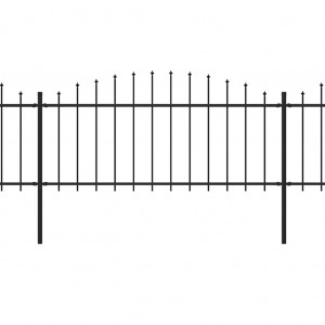 Cerca de jardim com topo em lanças (0.5-0.75)x10.2 m aço preto H