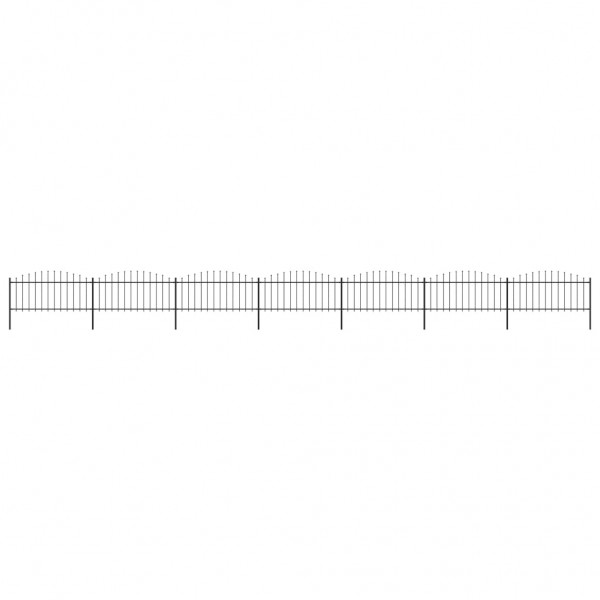 Valla de jardín con punta de lanza acero negro (0.5-0.75)x11.9m D