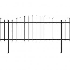 Valla de jardín con punta de lanza acero negro (0.5-0.75)x11.9m H