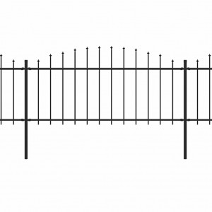 Cerca de jardim com topo em lanças (0.5-0.75)x13.6 m aço preto H