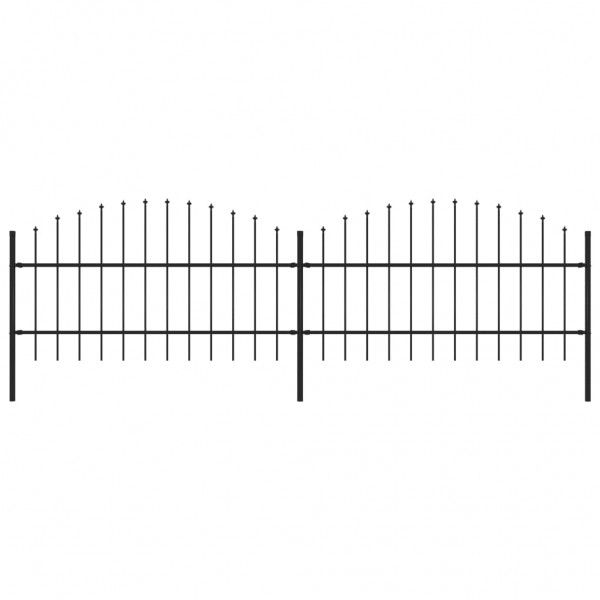 Valla de jardín con puntas de lanza acero negro (0.75-1)x3.4 m D
