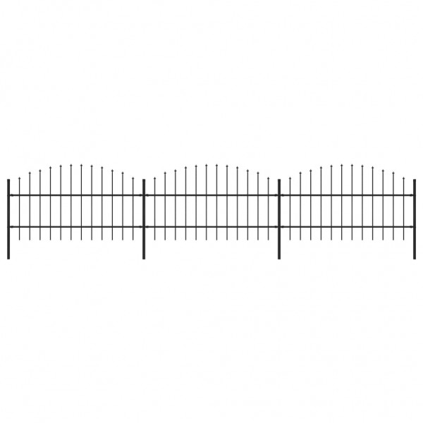 Valla de jardín con puntas de lanza acero negro (0.75-1)x5.1 m D