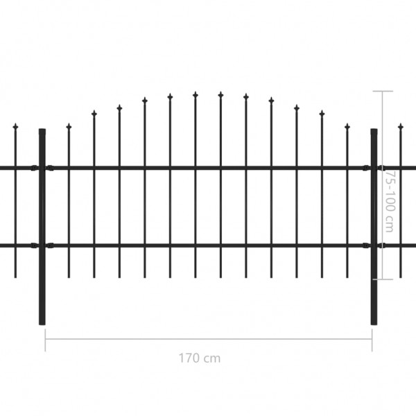 Cerca de jardim com topo em lanças (0.75-1)x5.1 m aço preto M 5