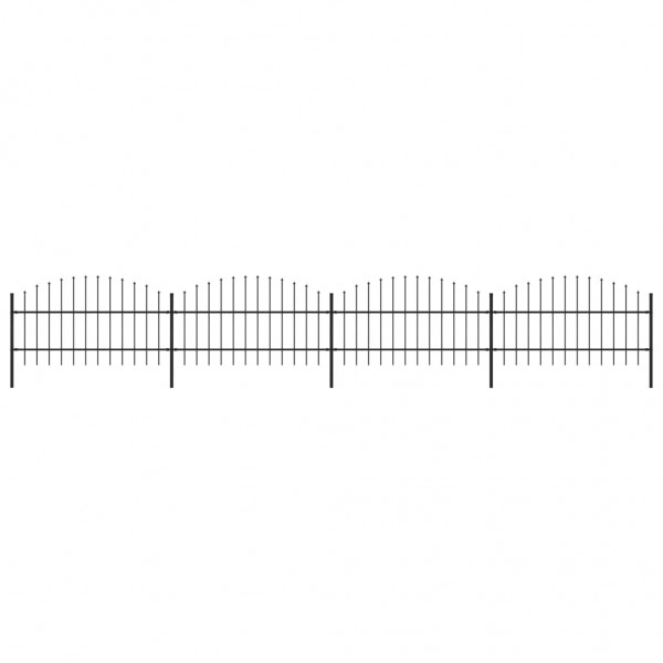 Valla de jardín con puntas de lanza acero negro (0.75-1)x6.8 m D