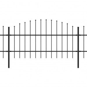 Cerca de jardim com topo em lanças (0.75-1)x6.8 m aço preto H