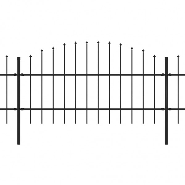 Cerca de jardim com topo em lanças (0.75-1)x6.8 m aço preto M 2
