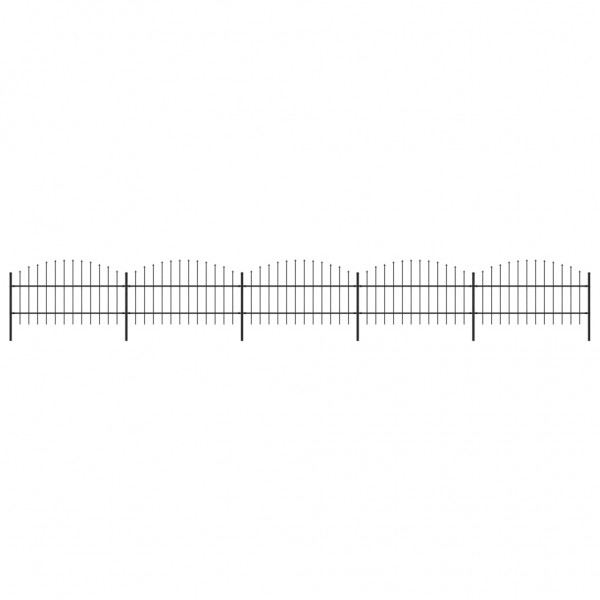 Valla de jardín con puntas de lanza acero negro (0.75-1)x8.5 m D