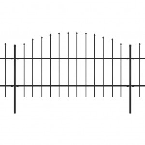 Cerca de jardim com topo em lanças (0.75-1)x8.5 m aço preto H