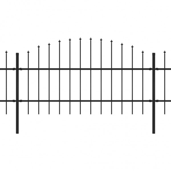 Cerca de jardim com topo em lanças (0.75-1)x8.5 m aço preto M 2