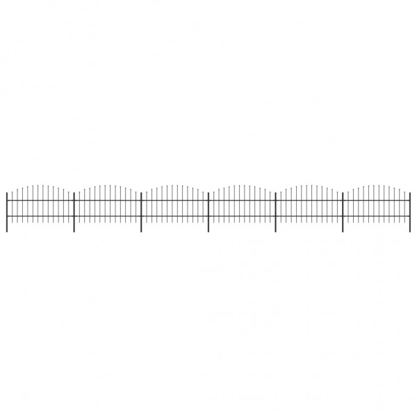 Valla de jardín con puntas de lanza acero negro (0.75-1)x10.2 m D