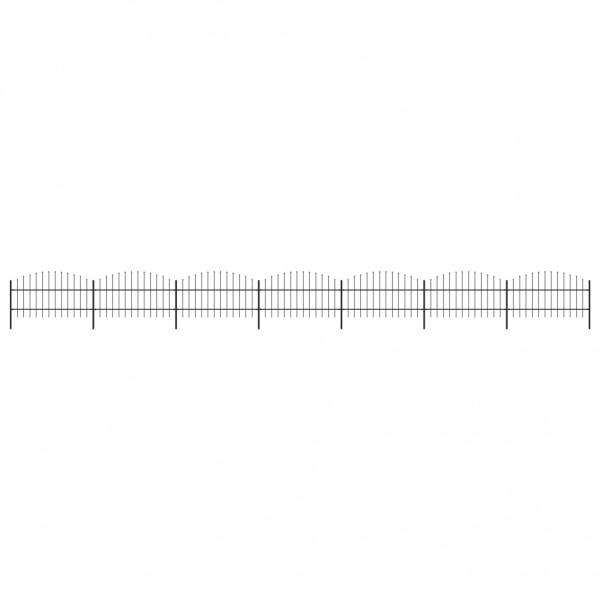 Valla de jardín con puntas de lanza acero negro (0.75-1)x11.9 m D