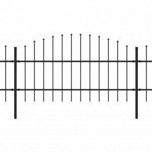 Valla de jardín con puntas de lanza acero negro (0.75-1)x11.9 m H