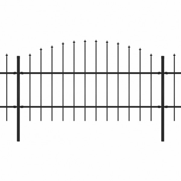 Cerca de jardim com topo em lanças (0.75-1)x11.9 m aço preto M 2
