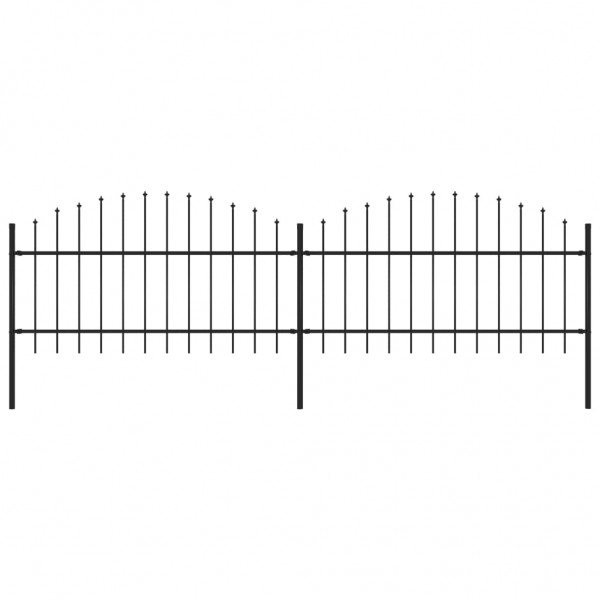 Valla de jardín con puntas de lanza acero negro (1-1.25)x3.4 m D