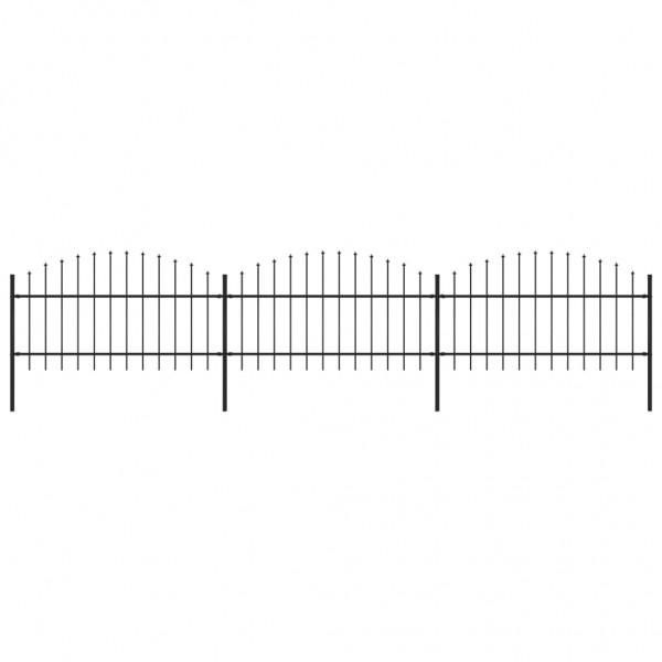 Valla de jardín con puntas de lanza acero negro (1-1.25)x5.1 m D