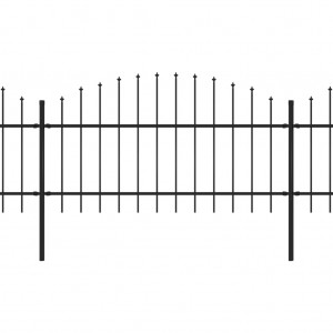 Valla de jardín con puntas de lanza acero negro (1-1.25)x5.1 m H