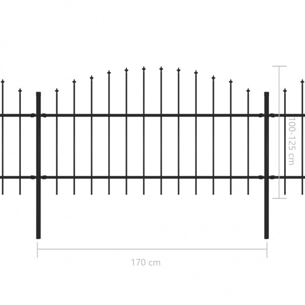 Cerca de jardim com topo em lanças (1-1.25)x5.1 m aço preto M 5