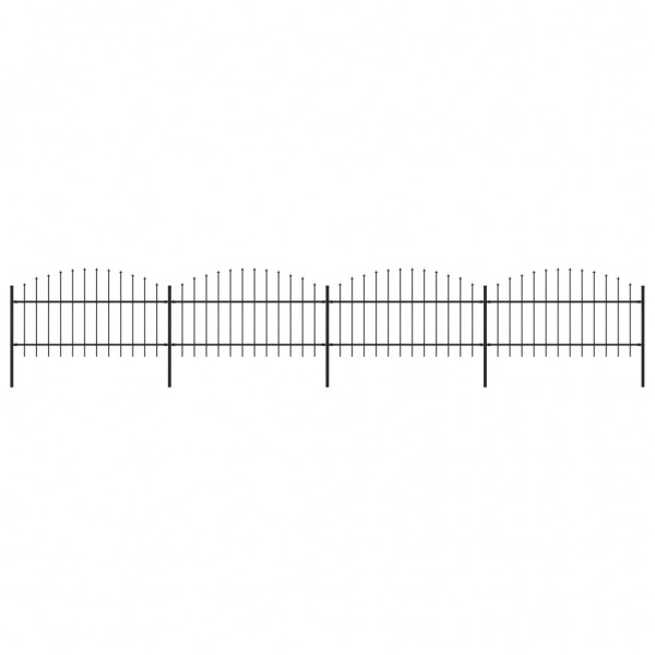 Valla de jardín con puntas de lanza acero negro (1-1.25)x6.8 m D