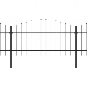 Cerca de jardim com topo em lanças (1-1.25)x6.8 m aço preto H