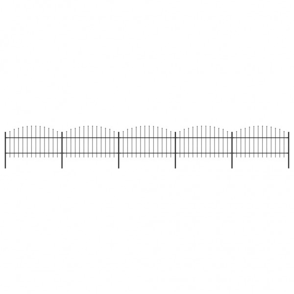 Valla de jardín con puntas de lanza acero negro (1-1.25)x8.5 m D