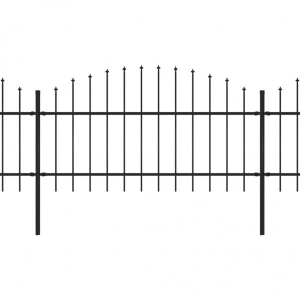 Cerca de jardim com topo em lanças (1-1.25)x8.5 m aço preto M 2
