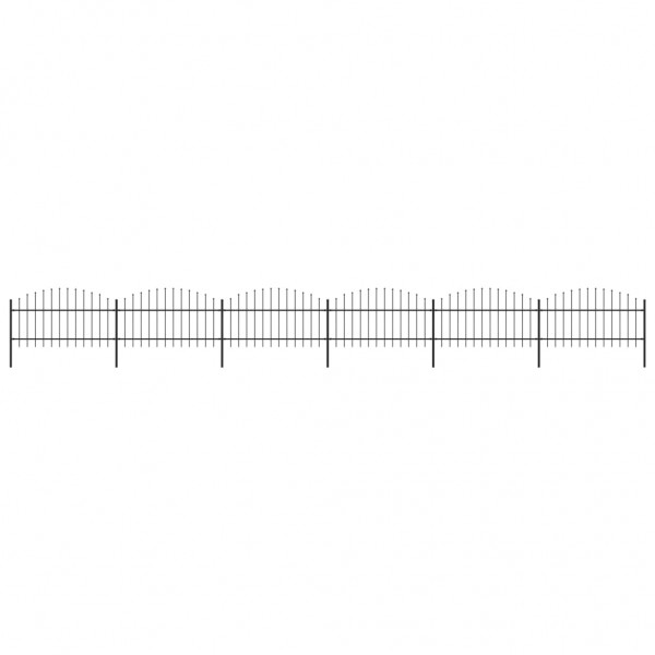 Valla de jardín con puntas de lanza acero negro (1-1.25)x10.2 m D