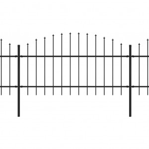 Cerca de jardim com topo em lanças (1-1.25)x10.2 m aço preto H