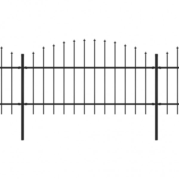 Cerca de jardim com topo em lanças (1-1.25)x10.2 m aço preto M 2