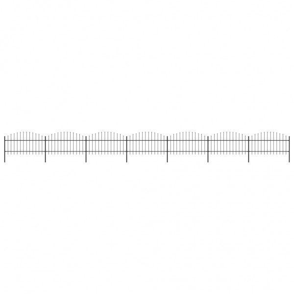 Valla de jardín con puntas de lanza acero negro (1-1.25)x11.9 m D