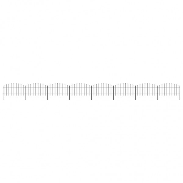 Valla de jardín con puntas de lanza acero negro (1-1.25)x13.6 m D