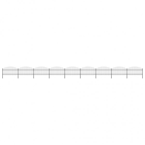 Valla de jardín con puntas de lanza acero negro (1-1.25)x15.3 m D