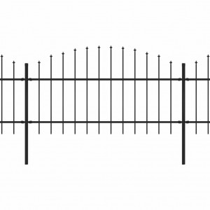 Valla de jardín con puntas de lanza acero negro (1-1.25)x15.3 m H