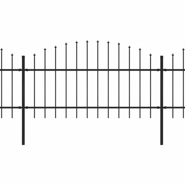 Cerca de jardim com topo em lanças (1-1.25)x15.3 m aço preto M 2