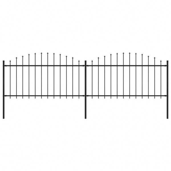 Valla de jardín con puntas de lanza acero negro (1.25-1.5)x3.4m D