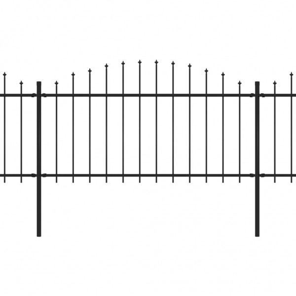 Valla de jardín con puntas de lanza acero negro (1.25-1.5)x3.4m M 2