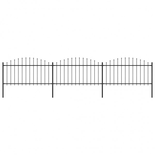 Valla de jardín con puntas de lanza acero negro (1.25-1.5)x5.1m D
