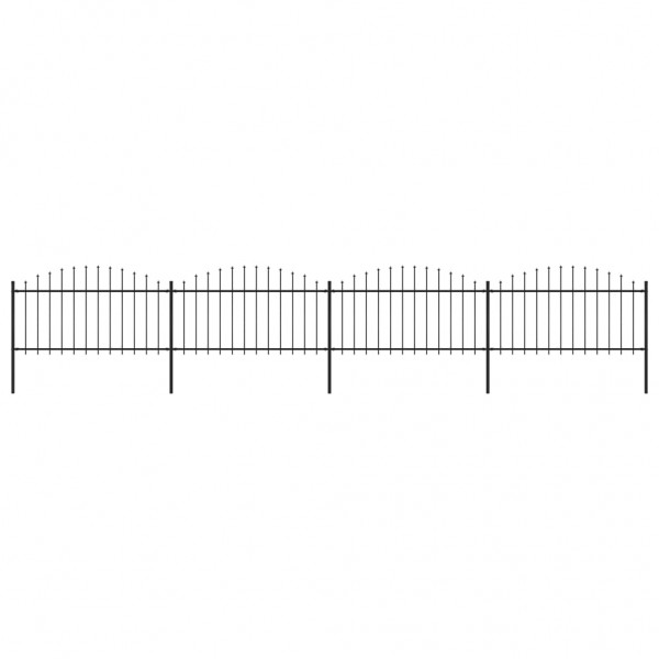 Valla de jardín con puntas de lanza acero negro (1.25-1.5)x6.8m D