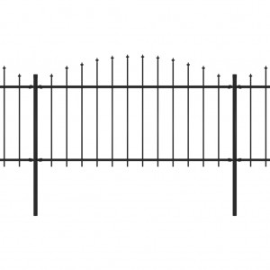 Cerca de jardim com topo em lanças (1.25-1.5)x6.8 m aço preto H