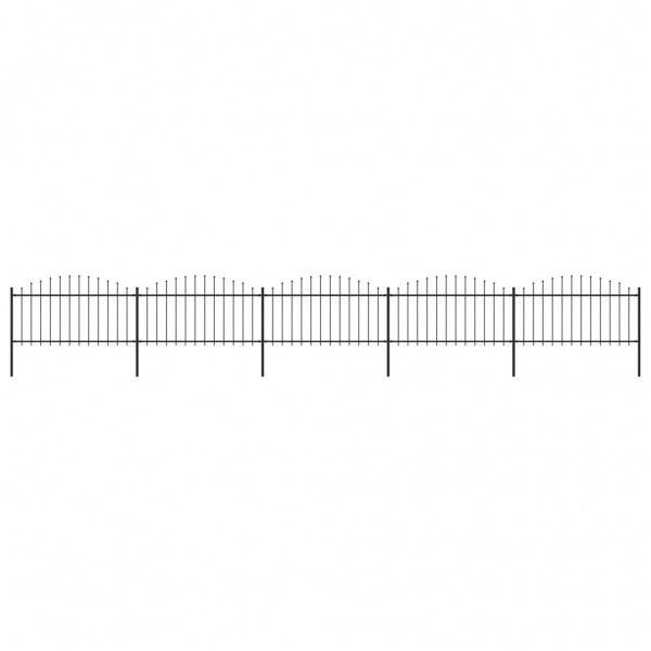 Valla de jardín con puntas de lanza acero negro (1.25-1.5)x8.5m D