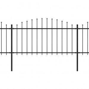 Cerca de jardim com topo em lanças (1.25-1.5)x8.5 m aço preto H