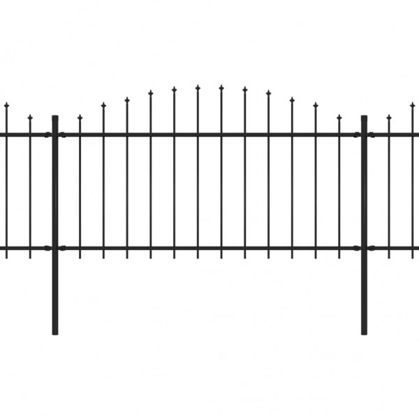 Cerca de jardim com topo em lanças (1.25-1.5)x8.5 m aço preto M 2