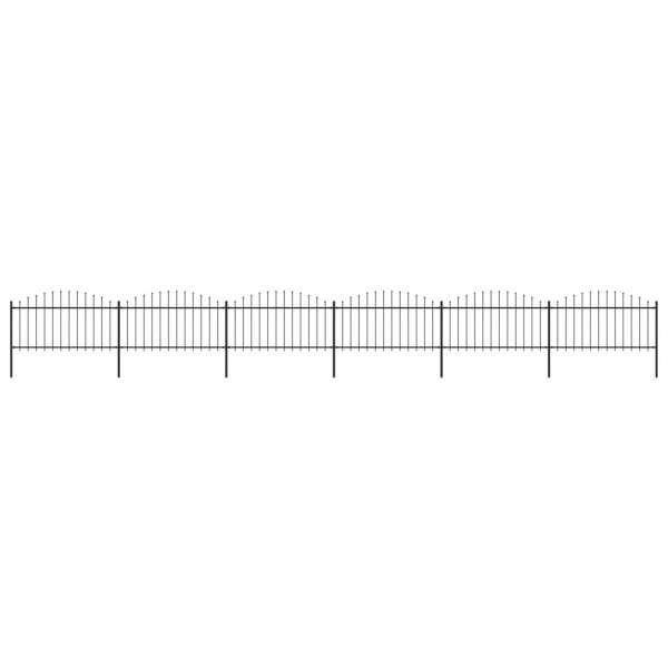 Valla de jardín con punta de lanza acero negro (1.25-1.5)x10.2m D