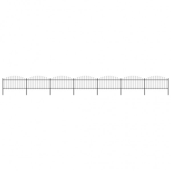 Valla de jardín con punta de lanza acero negro (1.25-1.5)x11.9m D