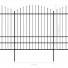 Valla de jardín con puntas de lanza acero negro (1.75-2)x3.4 m 5