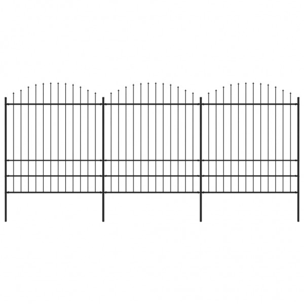 Valla de jardín con puntas de lanza acero negro (1.75-2)x5.1 m D