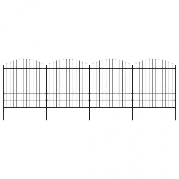 Valla de jardín con puntas de lanza acero negro (1.75-2)x6.8 m D