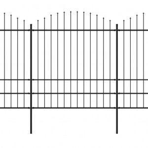 Cerca de jardim com topo em lanças (1.75-2)x6.8 m aço preto H