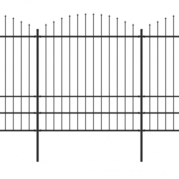 Cerca de jardim com topo em lanças (1.75-2)x6.8 m aço preto M 2