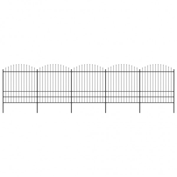 Valla de jardín con puntas de lanza acero negro (1.75-2)x8.5 m D